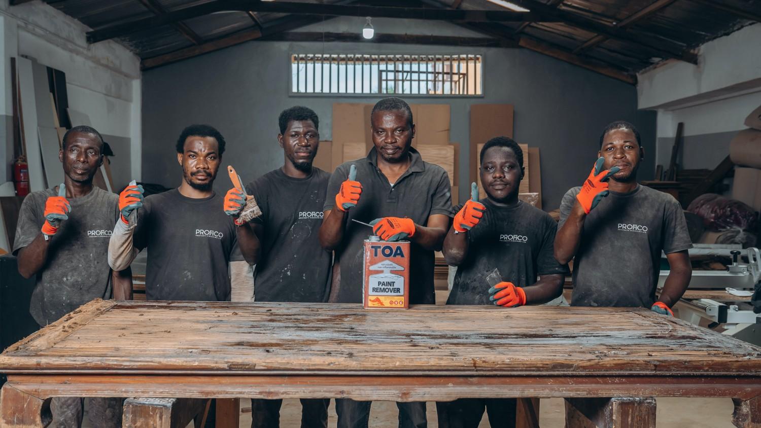 Furniture restoration experts at work